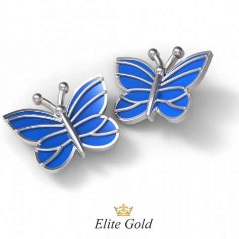 Золотые женские серьги Blue butterfly