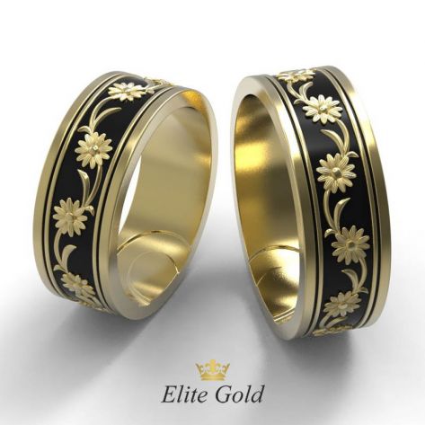Золотые обручальные кольца Onika с цветами