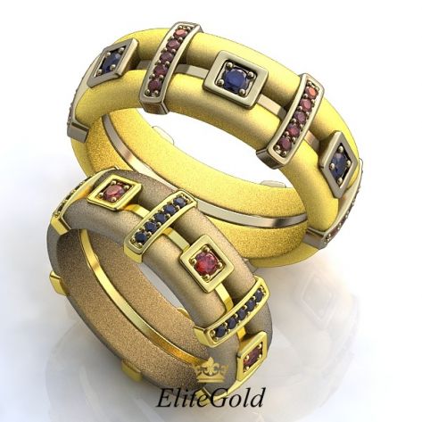 Обручальные кольца Avance Xtra в комбинированном золоте c дополнительными камнями