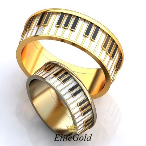 Фантазийные обручальные кольца Fortepiano с имитацией музыкального инструмента