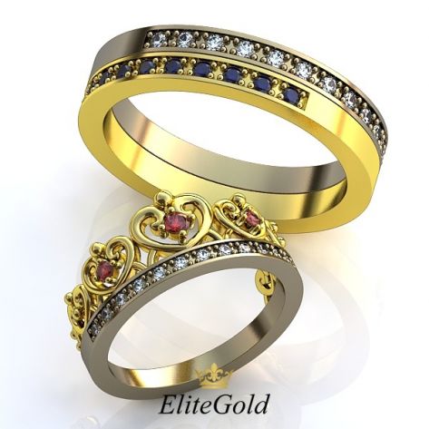Авторские обручальные кольца Regina с женским в виде короны