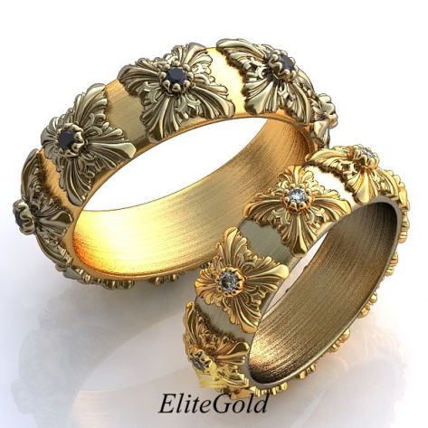 Роскошные обручальные кольца Encanto с вензелями по ободку