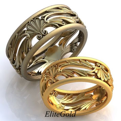 Винтажные обручальные кольца Prado de Flores с узорами и просветами
