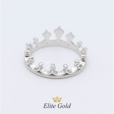 кольцо корона в белом золоте