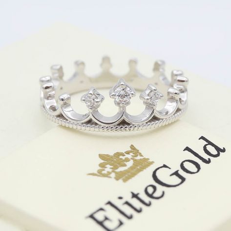 кольцо корона в белом золоте