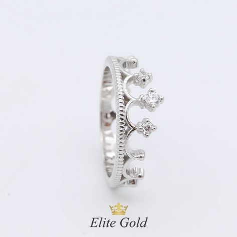 кольцо корона в белом золоте