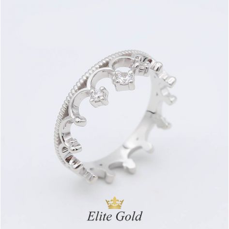 кольцо корона в белом золоте