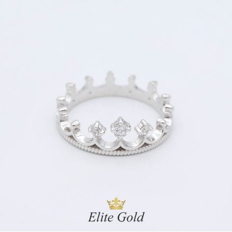 кольцо корона в белом золоте