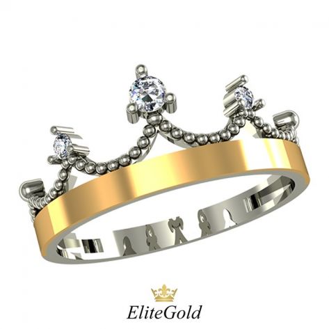 Дизайнерское кольцо-корона Valienta с 3 камнями