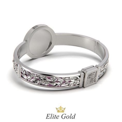 браслет Theodora в белом золоте с розовой эмалью