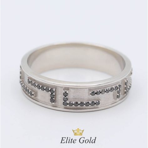 кольцо Verranо с черными камнями, в белом золоте с матированием