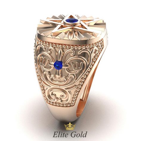 мужской перстень со звездой в центре - вид сбоку