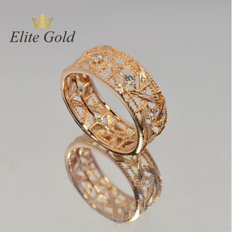 кольцо в стиле бренда Диор в красном золоте 585