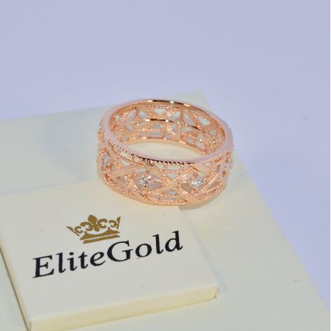 кольцо в стиле бренда Диор в красном золоте 585