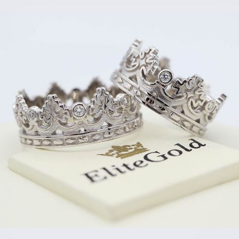 кольца обручальные корона с камнями