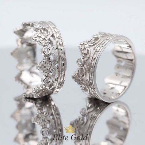 кольца обручальные корона с камнями