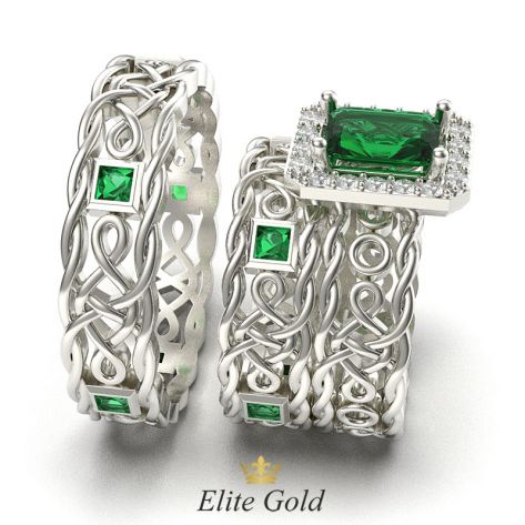 обручальные кольца Symbol of Love в комплекте с помолвочным в белом золоте