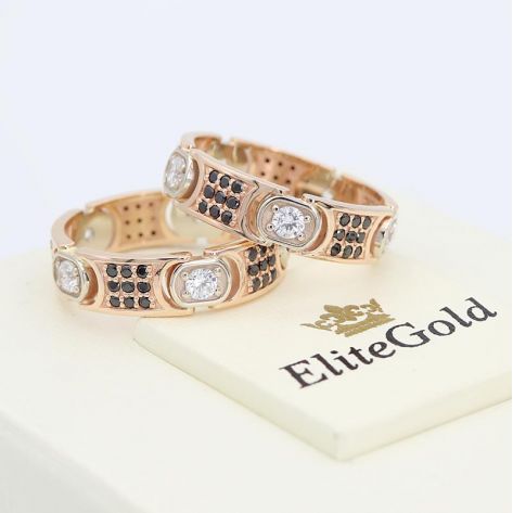 в красном и белом золоте с черными и белыми фианитами