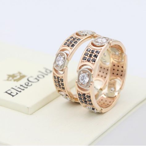 в красном и белом золоте с черными и белыми фианитами