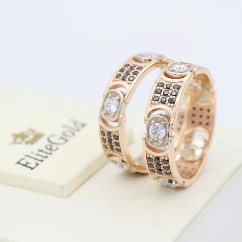 в красном и белом золоте с черными и белыми фианитами