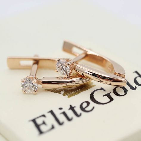 серьги в красном золоте с бриллиантами