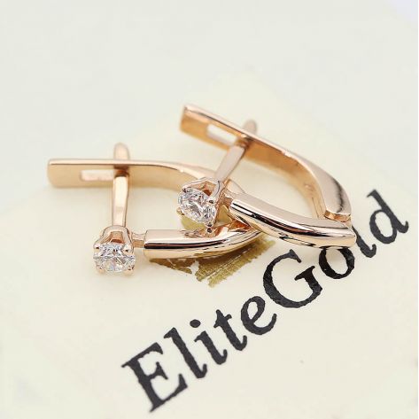 серьги в красном золоте с бриллиантами