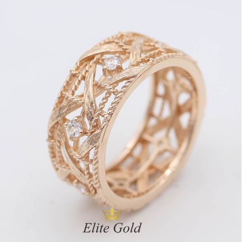 кольцо в стиле бренда Диор в красном золоте 585