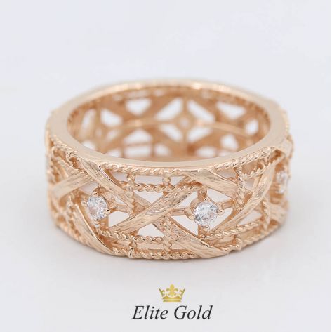 кольцо в стиле бренда Диор в красном золоте 585