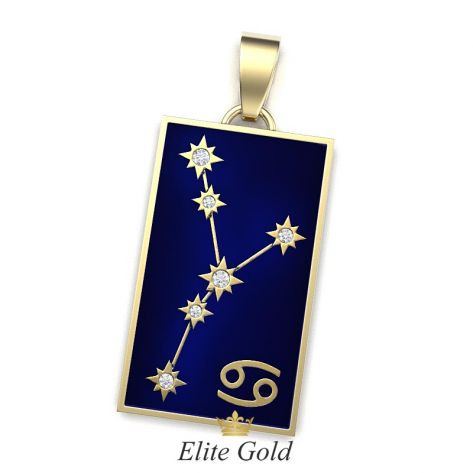 кулон Stella с изображением звездного неба в лимонном золоте с эмалью