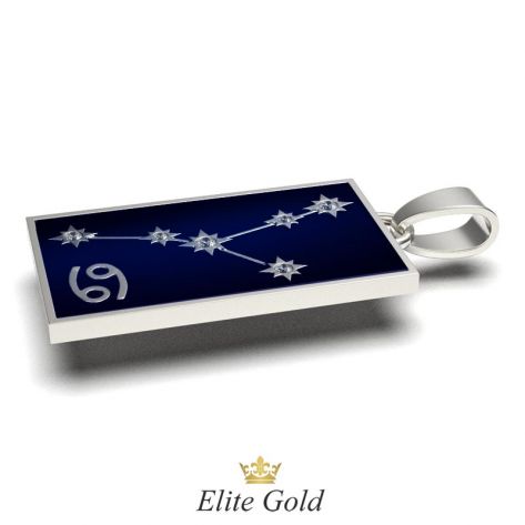 кулон Stella с изображением звездного неба в белом золоте с эмалью