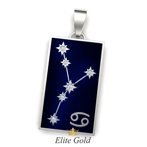 кулон Stella с изображением звездного неба в белом золоте с эмалью