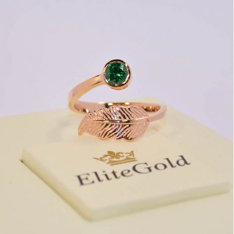 Эксклюзивное женское кольцо Belinda с пером и камнем