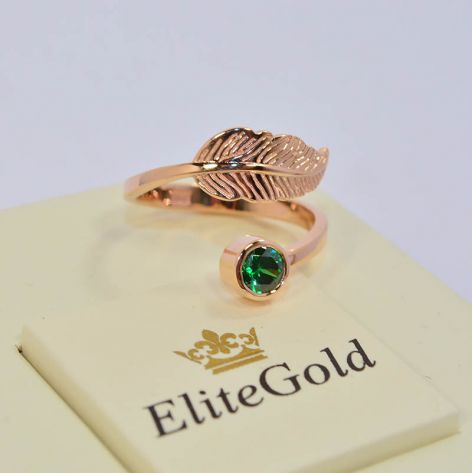 Эксклюзивное женское кольцо Belinda с пером и камнем