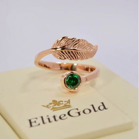Эксклюзивное женское кольцо Belinda с пером и камнем