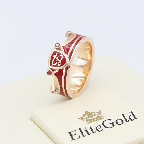 в красном золоте с красной эмалью и камнями