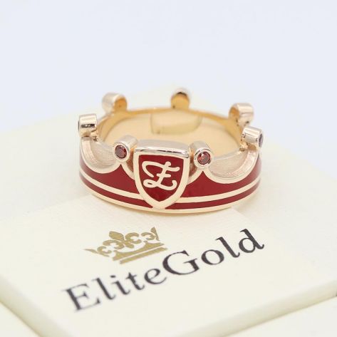 в красном золоте с красной эмалью и камнями