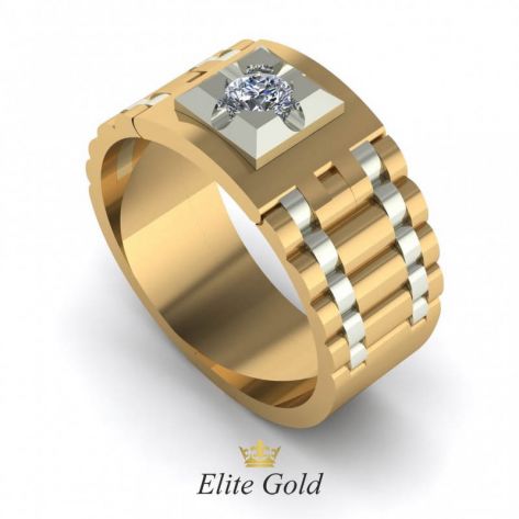 Авторское мужское кольцо в виде браслета с камнем