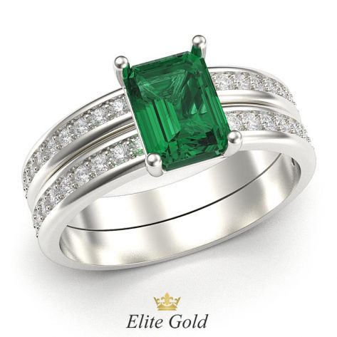 Авторское помолвочное кольцо Emerence в комплекте с обручальным Arien