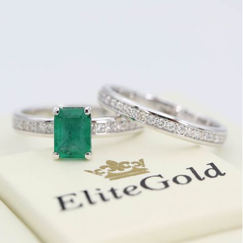 Авторское помолвочное кольцо Emerence в комплекте с обручальным Arien