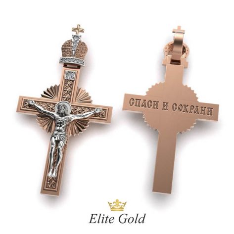 Дизайнерский крест il Dio с узорами и в камнях