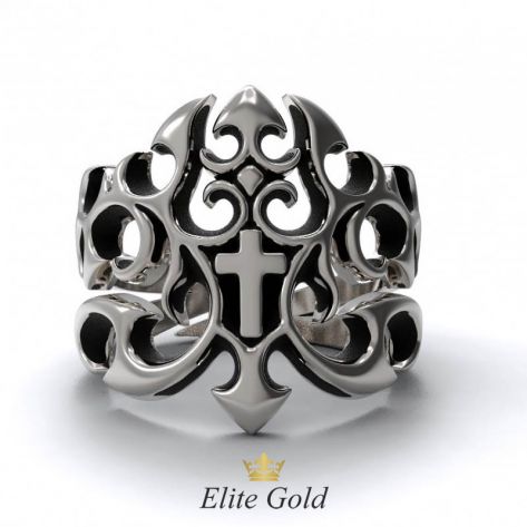 Эксклюзивное мужское кольцо Brutalita с узорами и крестом