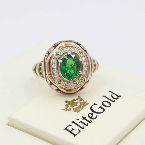 перстень Desert Sands с зелеными и белыми камнями