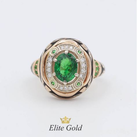 перстень Desert Sands с зелеными и белыми камнями