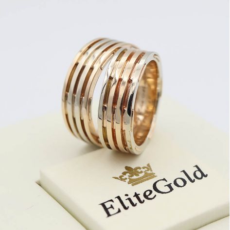 обручальные кольца авторские в красном и белом золоте