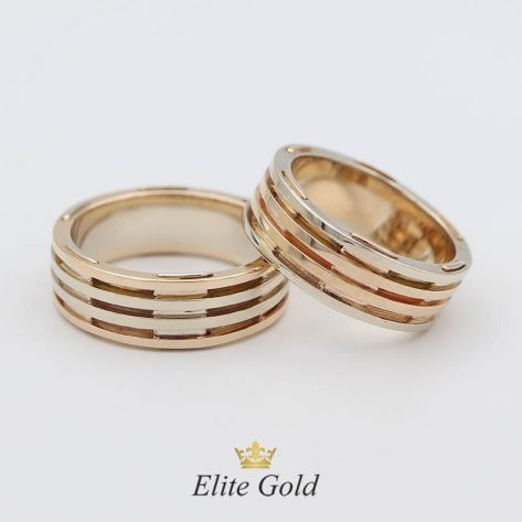 обручальные кольца авторские в красном и белом золоте