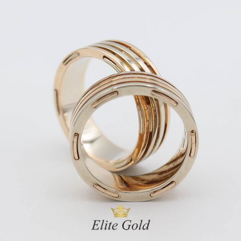 обручальные кольца авторские в красном и белом золоте