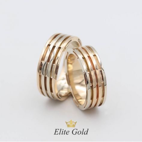 обручальные кольца авторские в красном и белом золоте