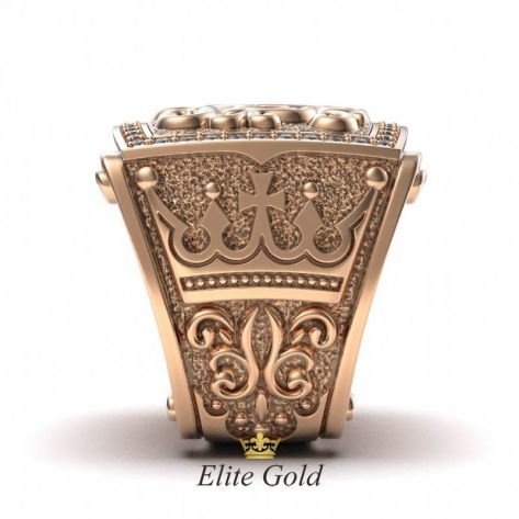 Дизайнерское мужское кольцо Coronacion с узорами и камнями