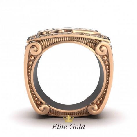 Дизайнерское мужское кольцо Coronacion с узорами и камнями
