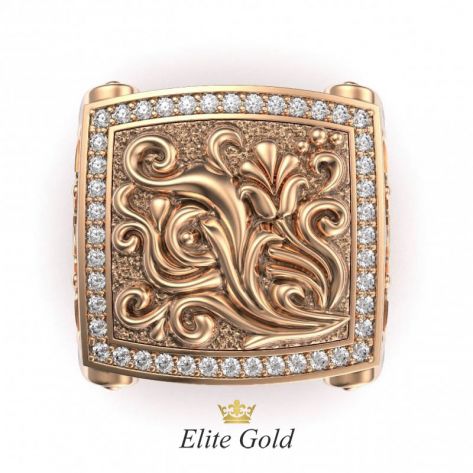 Дизайнерское мужское кольцо Coronacion с узорами и камнями